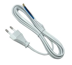 Eurosnoer 2X0,75Qmm met schakelaar wit 2 meter Eurosnoer 2X0,75Qmm met schakelaar wit 2 meter