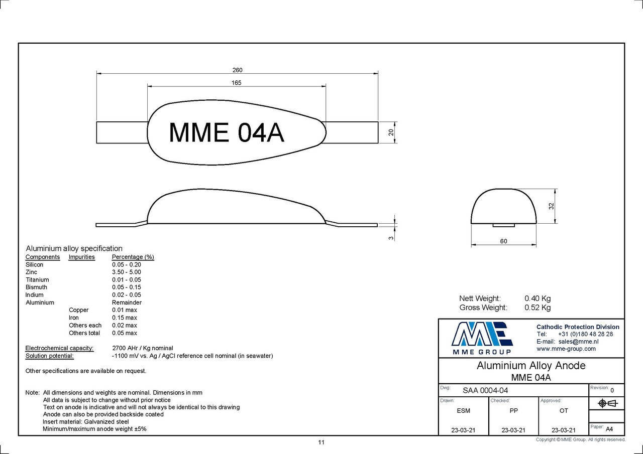 MME MME - Aluminium Anode - Lasstrip - 0,4KG MME MME - Aluminium Anode - Lasstrip - 0,4KG