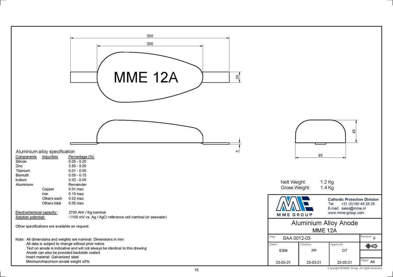 MME MME - Aluminium Anode - Lasstrip - 1,2KG MME MME - Aluminium Anode - Lasstrip - 1,2KG