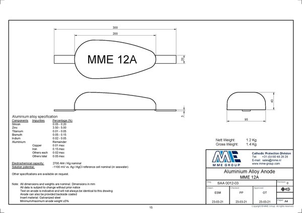 MME MME - Aluminium Anode - Lasstrip - 1,2KG MME MME - Aluminium Anode - Lasstrip - 1,2KG