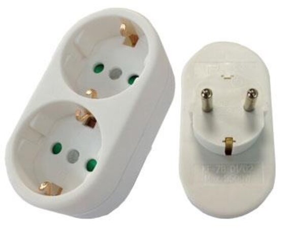 TBT V-Tac - Tweewegstekker Met Randaarde - Wit - Verticaal TBT V-Tac - Tweewegstekker Met Randaarde - Wit - Verticaal