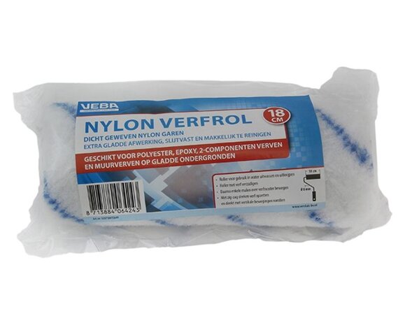 Veba VEBA - Verfroller Nylon - 18cm 14mm - Dubbeldik Blauwstreep Veba VEBA - Verfroller Nylon - 18cm 14mm - Dubbeldik Blauwstreep