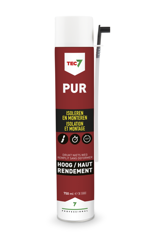 Tec7 Tec7 - PUR - Isolatie & Montageschuim - Aerosol 750ml Tec7 Tec7 - PUR - Isolatie & Montageschuim - Aerosol 750ml