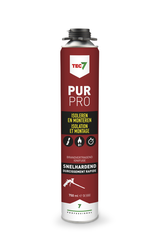 Tec7 Tec7 - PUR Pro - Isolatie & Montageschuim - Aerosol 750ml Tec7 Tec7 - PUR Pro - Isolatie & Montageschuim - Aerosol 750ml