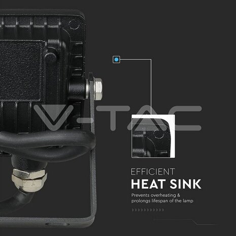 V-tac V-TAC - LED Bouwlamp - 10W - 6400K - 800lm - IP65 - Zwart V-tac V-TAC - LED Bouwlamp - 10W - 6400K - 800lm - IP65 - Zwart