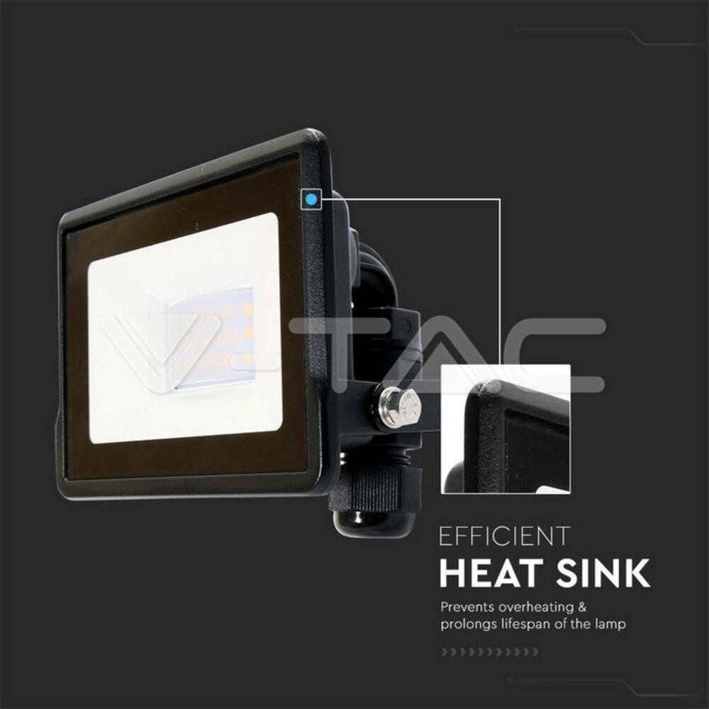 V-tac V-TAC - LED Bouwlamp - 10W - 3000K - 735lm - IP65 - Zwart V-tac V-TAC - LED Bouwlamp - 10W - 3000K - 735lm - IP65 - Zwart