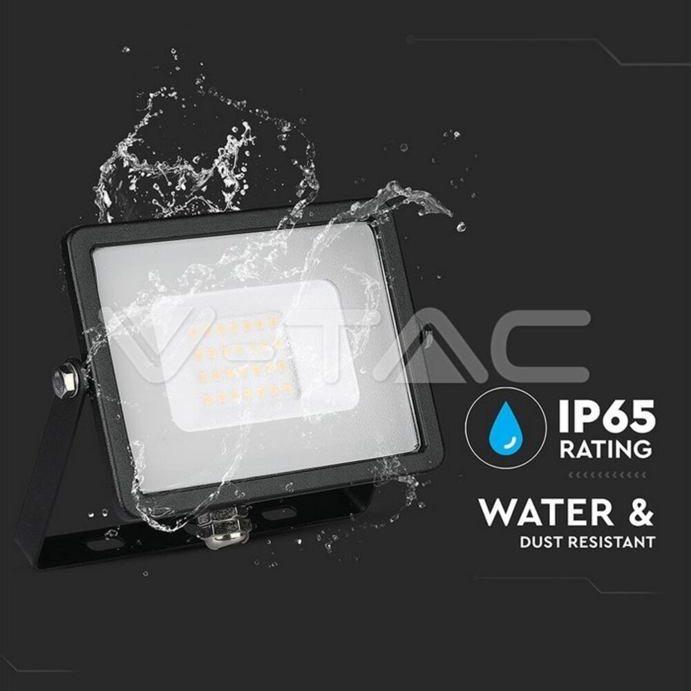 V-tac V-TAC - LED Bouwlamp - 20W - 6500K - 1600lm - IP65 - Zwart V-tac V-TAC - LED Bouwlamp - 20W - 6500K - 1600lm - IP65 - Zwart