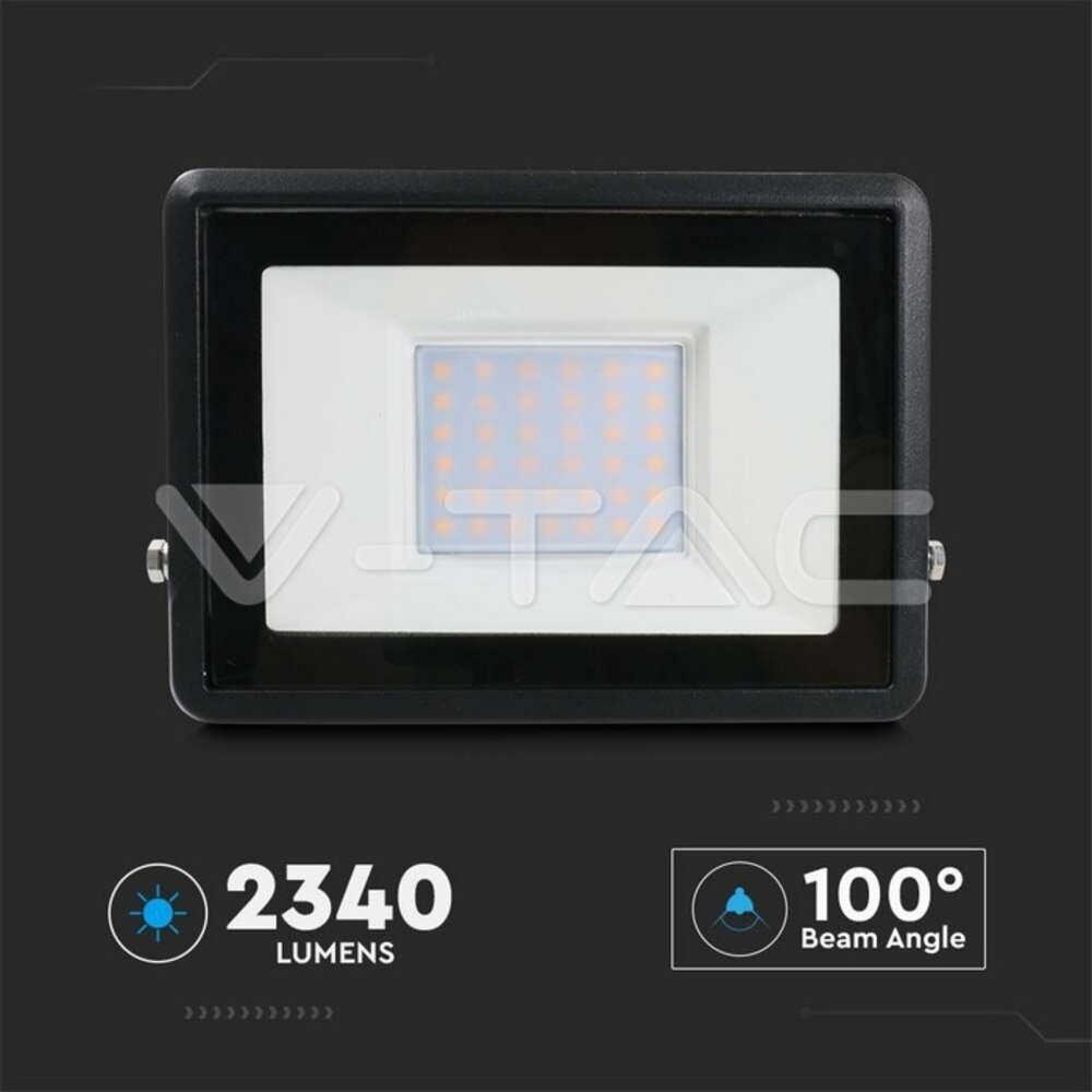 V-tac V-TAC - LED Bouwlamp - 30W - 3000K - 2340lm - IP65 - Zwart V-tac V-TAC - LED Bouwlamp - 30W - 3000K - 2340lm - IP65 - Zwart