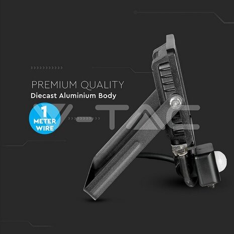 V-tac V-TAC - LED Bouwlamp - Bewegingssensor - 20W - 6400K - 1600lm - IP65 - Zwart V-tac V-TAC - LED Bouwlamp - Bewegingssensor - 20W - 6400K - 1600lm - IP65 - Zwart