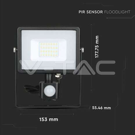 V-tac V-TAC - LED Bouwlamp - Bewegingssensor - 20W - 6400K - 1600lm - IP65 - Zwart V-tac V-TAC - LED Bouwlamp - Bewegingssensor - 20W - 6400K - 1600lm - IP65 - Zwart