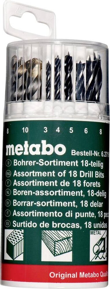 Metabo Metabo - 18-delige Borenset - hout / metaal / steen in box - 3-10mm Metabo Metabo - 18-delige Borenset - hout / metaal / steen in box - 3-10mm