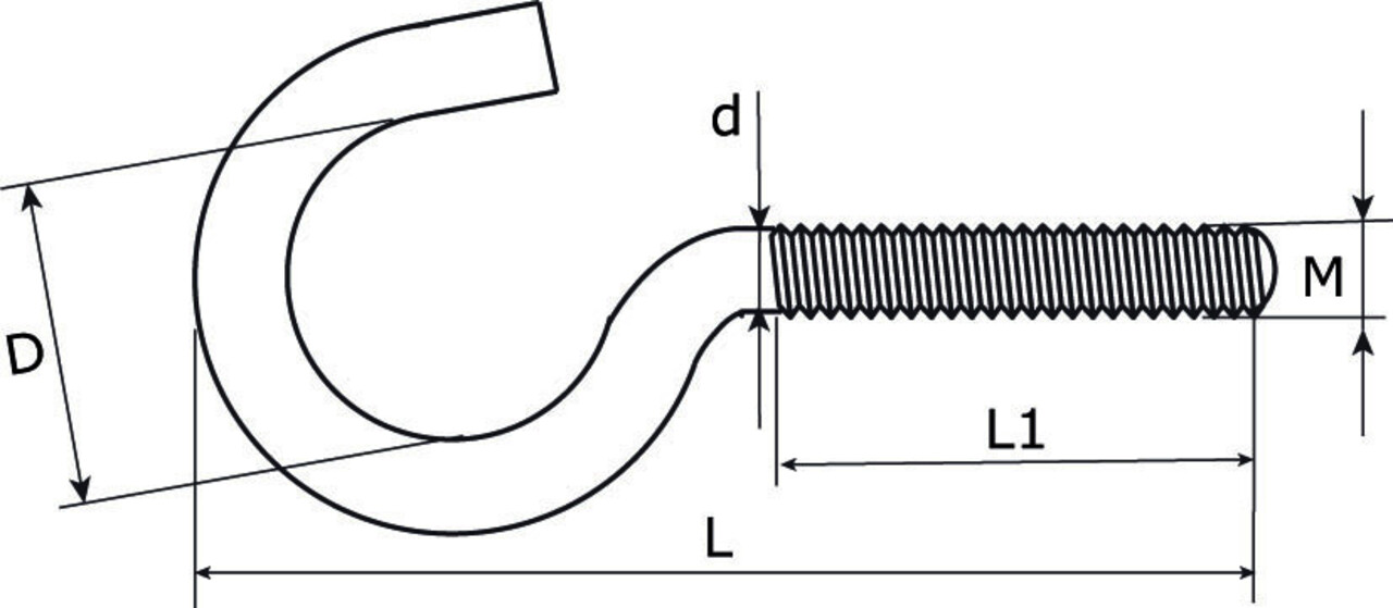 Dulimex Dulimex - Schroefhaak - Metrisch draad - 40x4mm - RVS A2