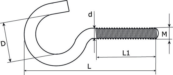 Dulimex Dulimex - Schroefhaak - Metrisch draad - 40x4mm - RVS A2