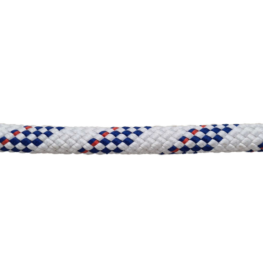 Seilflechter Seilflechter - Dyneema Val - Super 32 - 12mm - Wit/Blauw - Breeksterkte 6225kg Seilflechter Seilflechter - Dyneema Val - Super 32 - 12mm - Wit/Blauw - Breeksterkte 6225kg