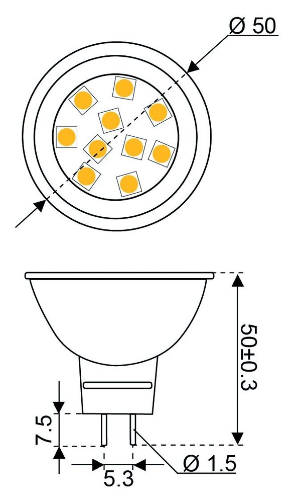 Talamex Talamex - Ledlamp - 1.6W - 10-30V - 3000K - 180 lm - GU5.3 Talamex Talamex - Ledlamp - 1.6W - 10-30V - 3000K - 180 lm - GU5.3