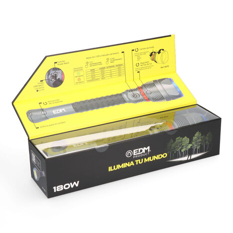 EDM EDM - LED Zaklamp - Oplaadbaar - 18000 Lumen - 36170 EDM EDM - LED Zaklamp - Oplaadbaar - 18000 Lumen - 36170