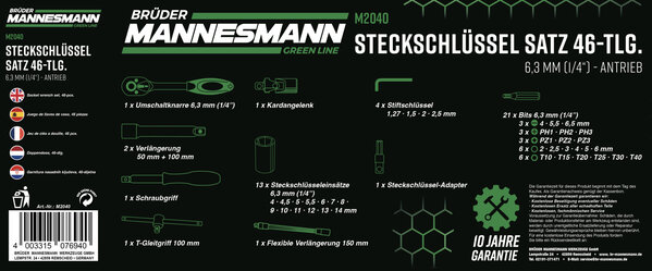 Brüder Mannesmann Brüder Mannesmann - Doppendoos 1/4" - 46-delig - 2040 Brüder Mannesmann Brüder Mannesmann - Doppendoos 1/4" - 46-delig - 2040