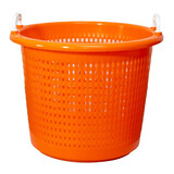 Mand - Kunststof - 28L - Zwart/Oranje - Met Handgrepen Mand - Kunststof - 28L - Zwart/Oranje - Met Handgrepen