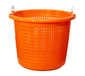 Mand - Kunststof - 28L - Zwart/Oranje - Met Handgrepen Mand - Kunststof - 28L - Zwart/Oranje - Met Handgrepen