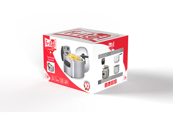 Fritel Friteuse FR 1480 - Frituurpan - 4L - 3000W - Antistofdeksel - 3 tot 5 Pers. - Enkel olie - Rond