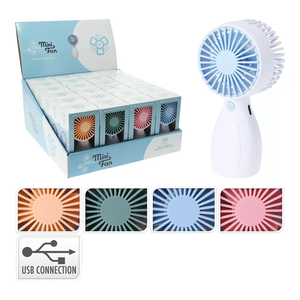 Basic Basics - Handventilator - USB Oplaadbaar - Diverse Kleuren - 6 x 4,5 x 12,5 cm
