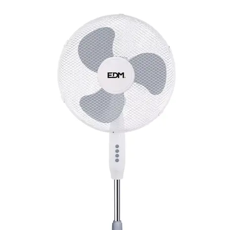 EDM EDM - Staande Ventilator - 45W - Wit - Ø40 cm - Verstelbare Hoogte 105-125 cm