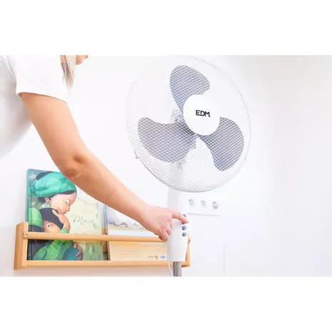 EDM EDM - Staande Ventilator - 45W - Wit - Ø40 cm - Verstelbare Hoogte 105-125 cm