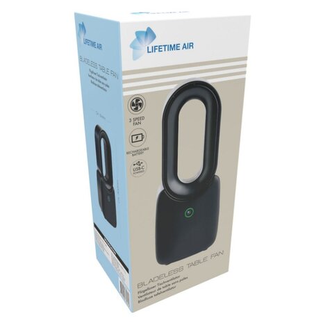 Lifetime Air Lifetime Air - Bladloze Ventilator - Bureau Ventilator - USB-C Oplaadbaar - 5W - LED Mood Light