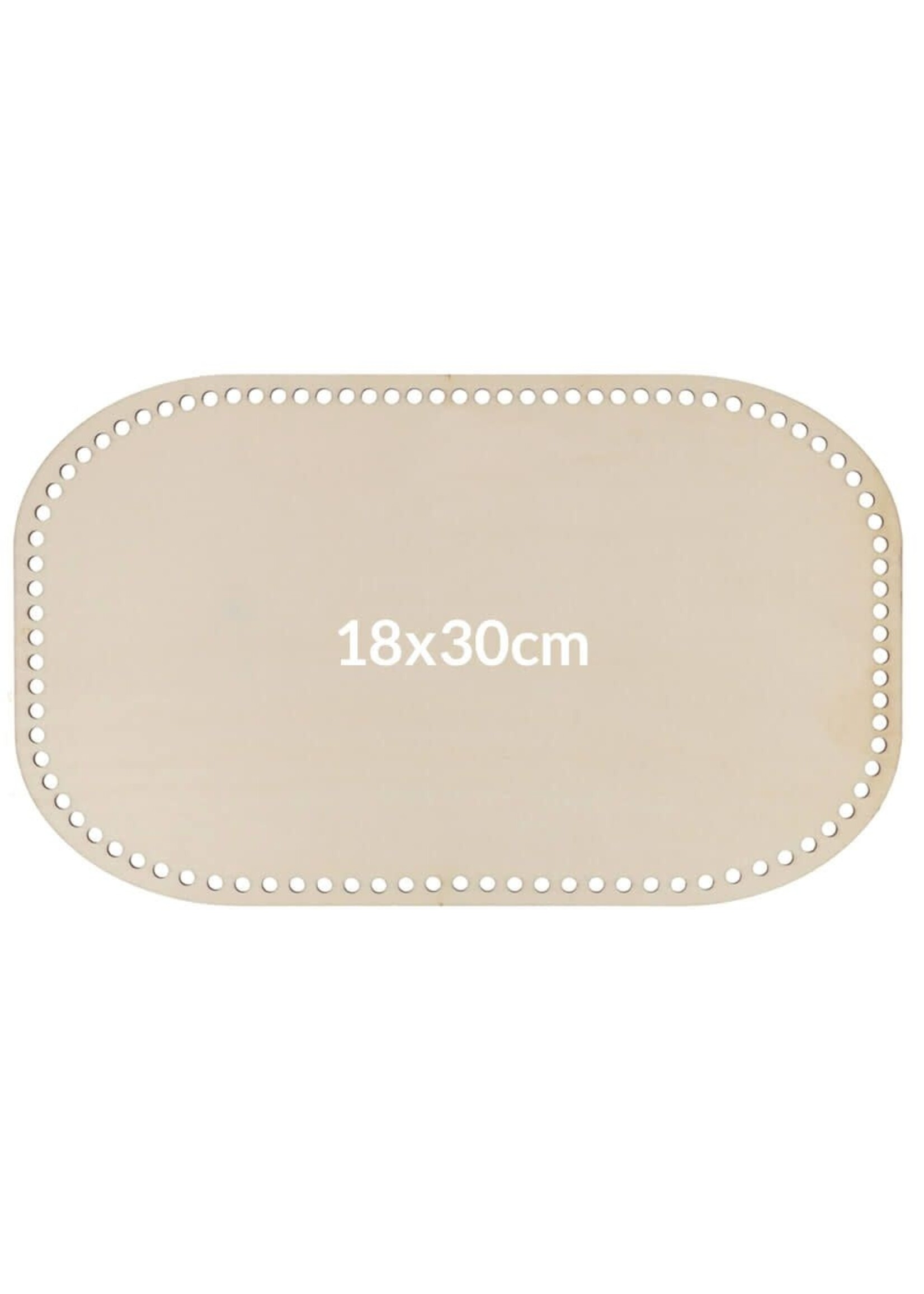 Houten tasbodem 18 x30 cm geperforeerd rechthoek
