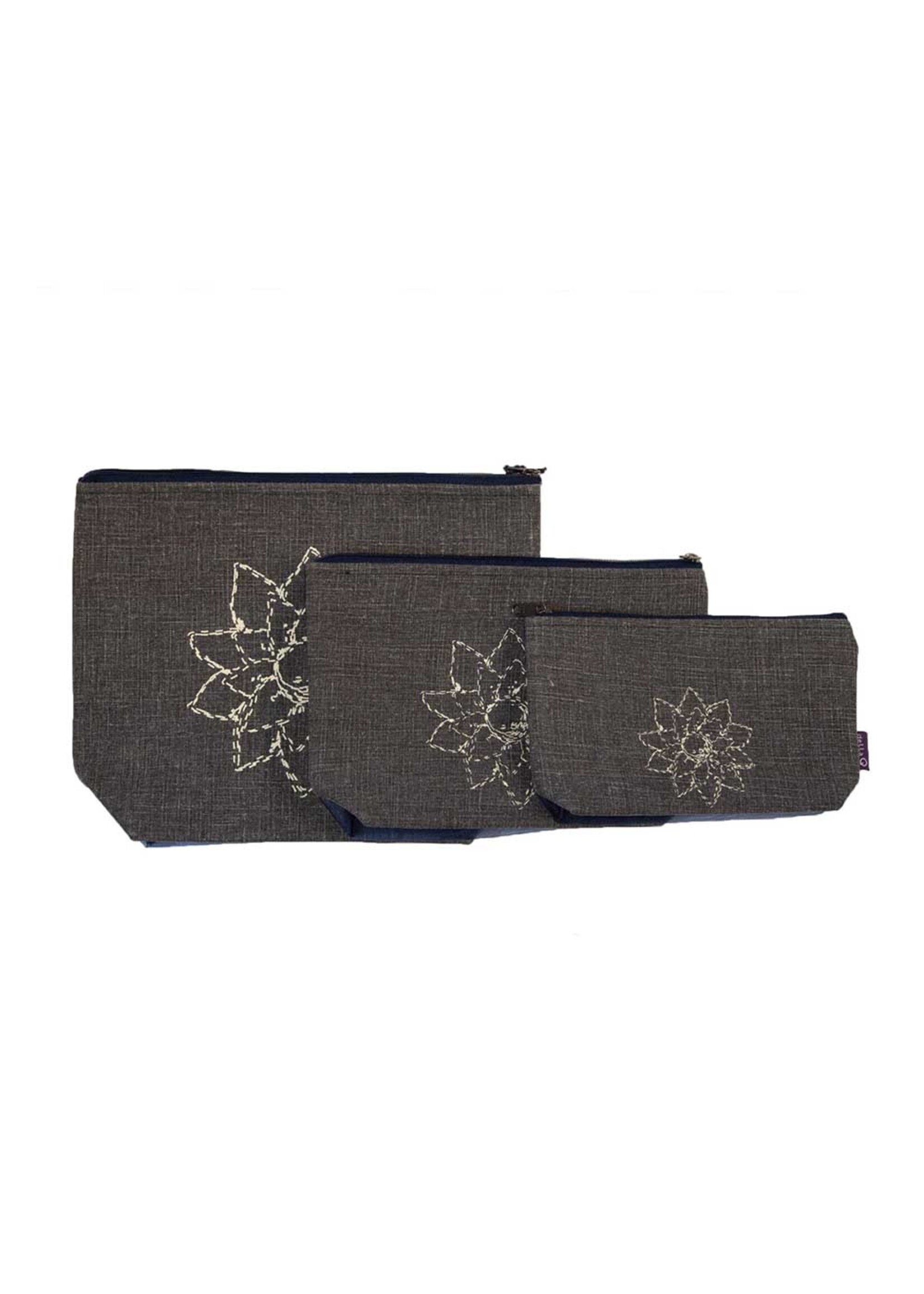 Della Q Della Q set etui charcoal  linnen mesh  3 stuks