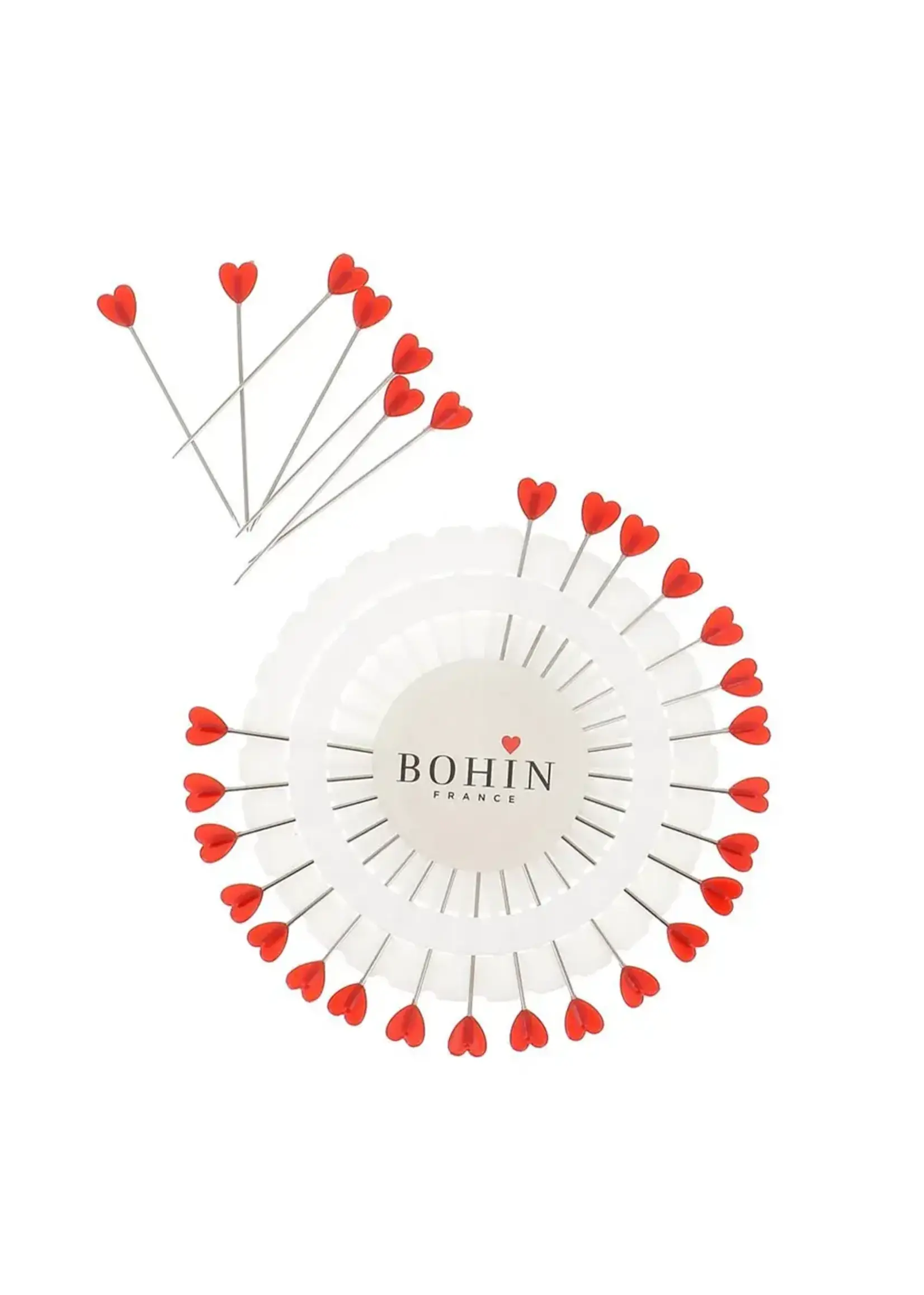 Bohin kopspelden hart rood  30 stuks