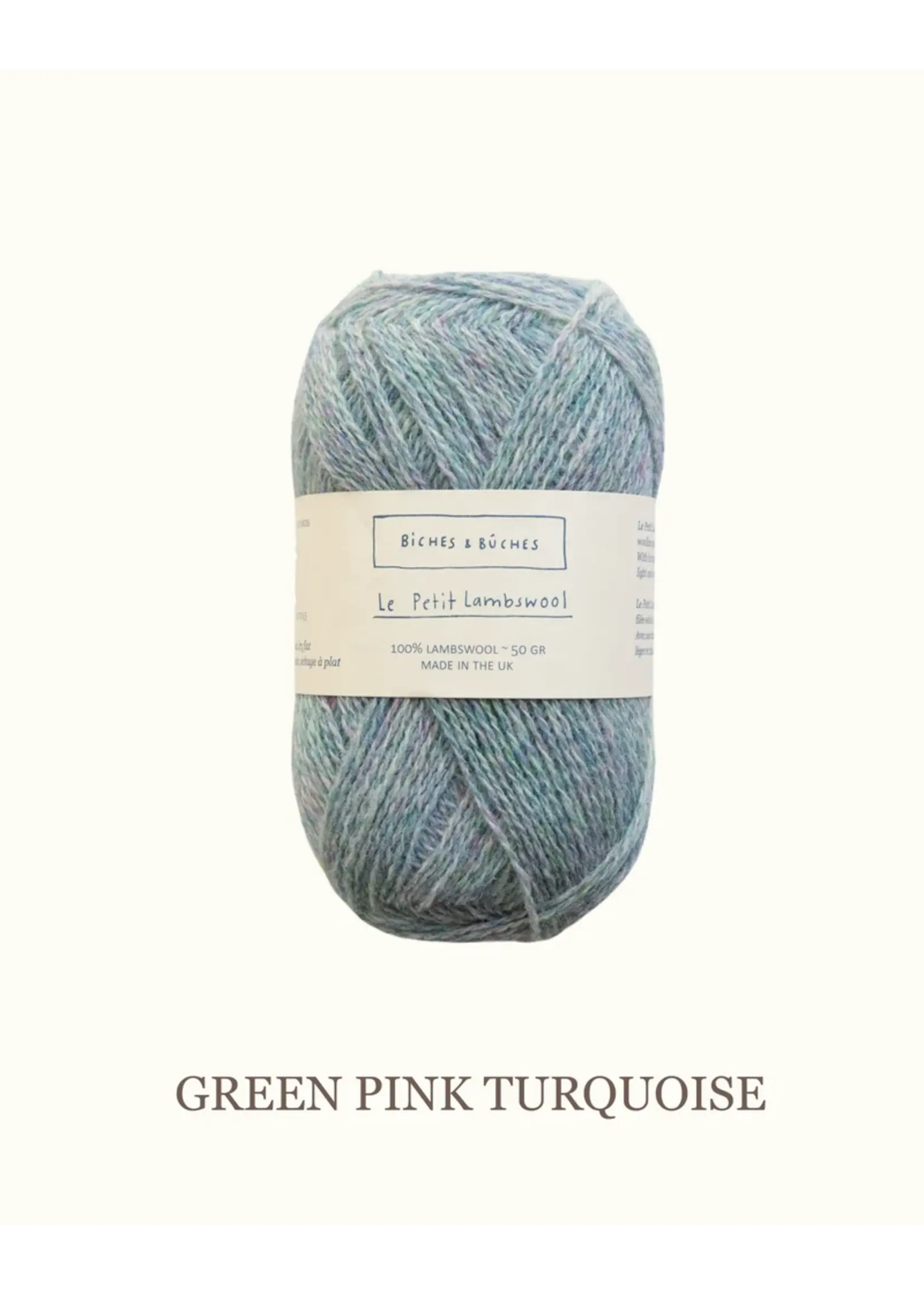 Biches et Bûches Le Petit Lambswool 50 gr  Green Pink Turqoise