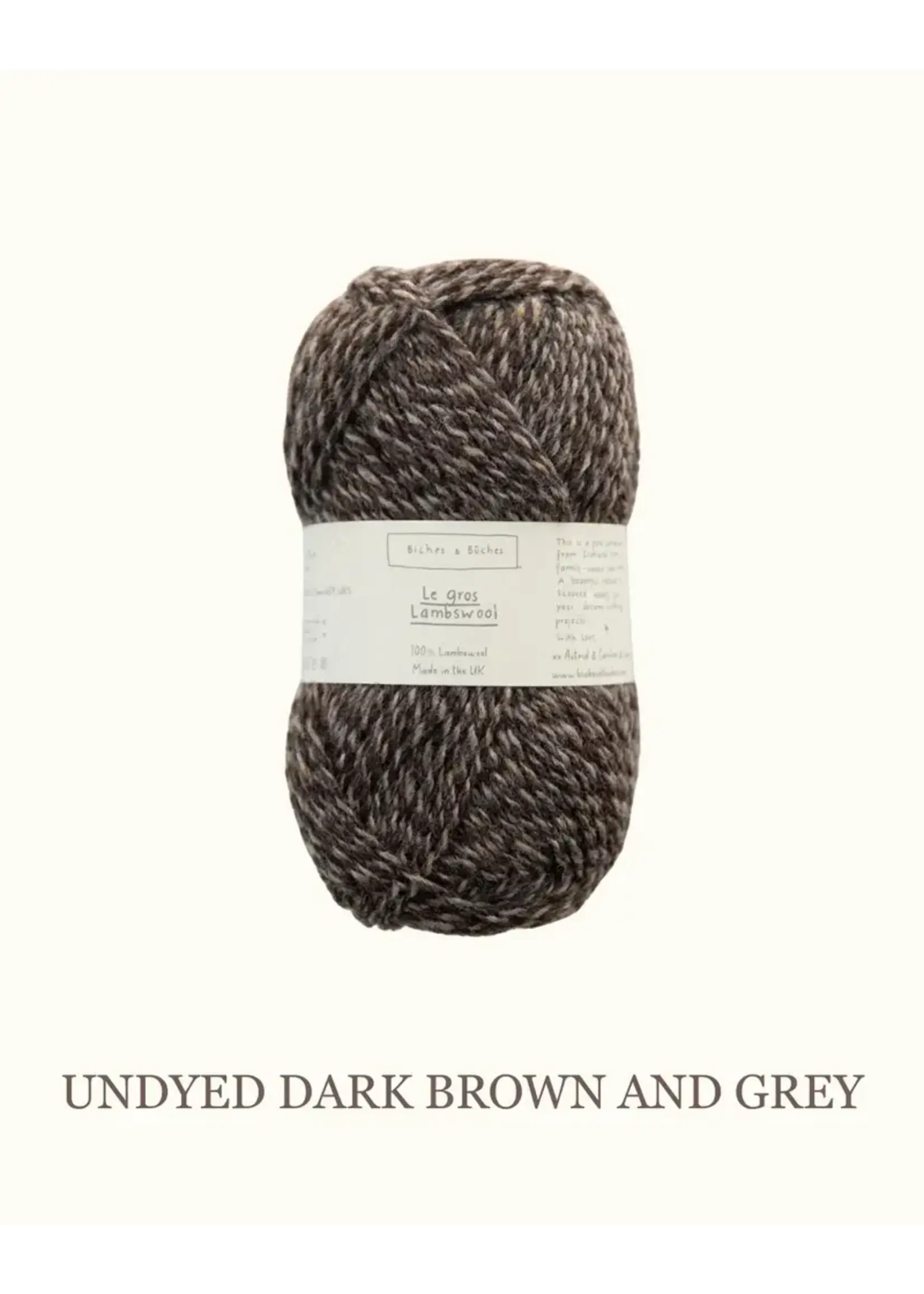 Biches et Bûches Le Gros Lambswool 100 gr Dark Brown and Grey  PROMO