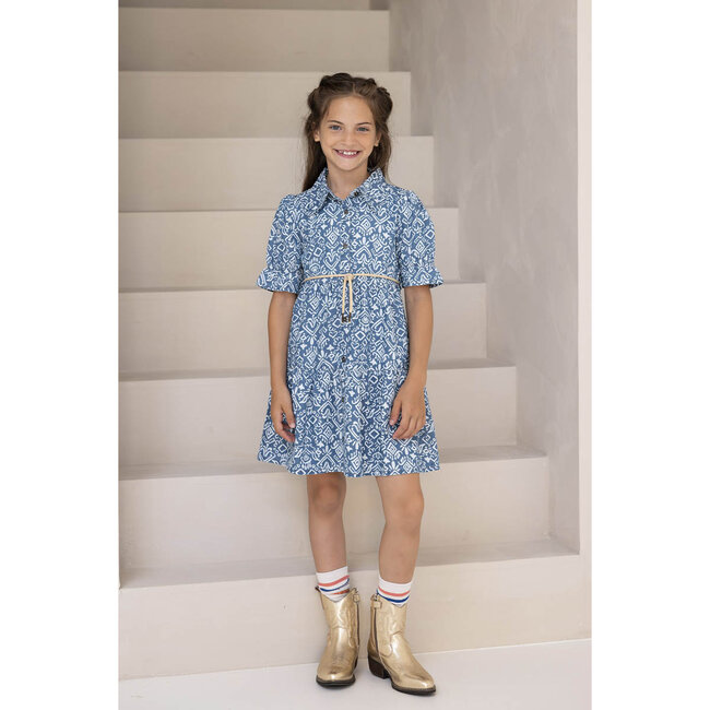 Like Flo LIKE FLO F402-5855-936 PUFFY DRESS DENIM IKAT