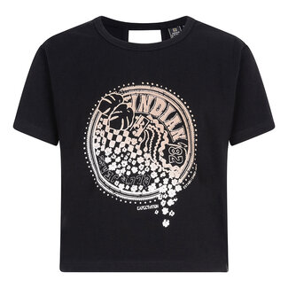 Indian Blue Jeans INDIAN BLUE JEANS IBGS24-3154-999 T-SHIRT FLOWER BLACK