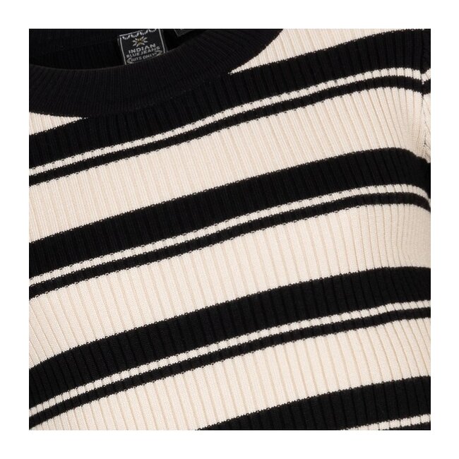 Indian Blue Jeans INDIAN BLUE JEANS IBGW24-8010-1999 STRIPED KNITWEAR CROPPED BLACK