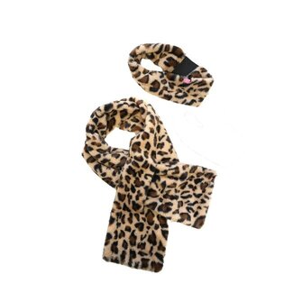 B.nosy B.NOSY Y408-5910-571 ANNE FAKE FUR SCARF AND HAT LEOPARD FUR