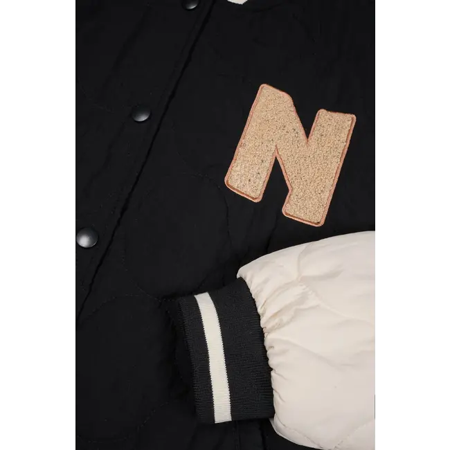 Nobell NOBELL Q409-3330-014 DARSY STEPPED VARSITY BOMBER JACKET JET BLACK