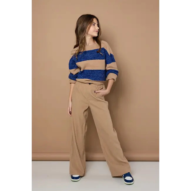 Nobell NOBELL Q408-3308-109 KESSY KNITTED CREOPPED SWEATER ESIGN BLUE