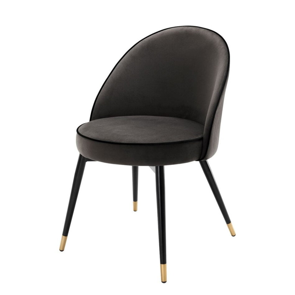 Eichholtz Eetkamerstoelen Cooper - Set van 2 - Roche Dark Grey Velvet