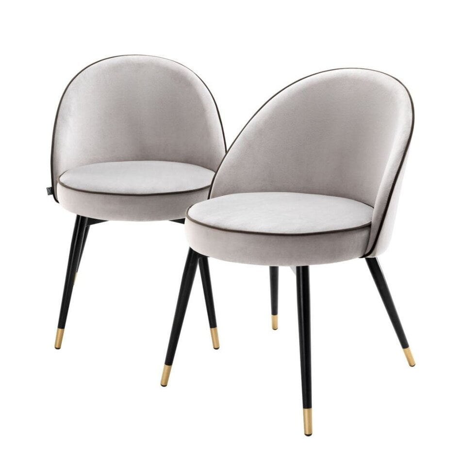 Eichholtz Eetkamerstoelen Cooper - Set van 2 - Roche Light Grey Velvet