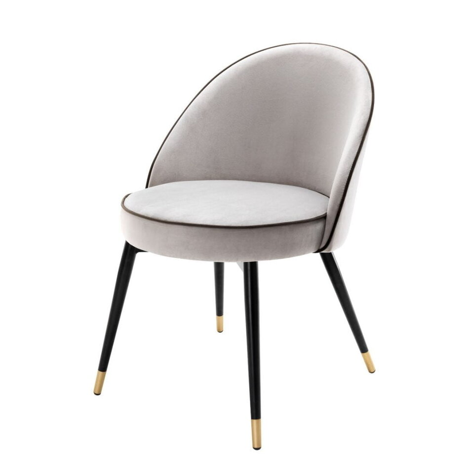 Eichholtz Eetkamerstoelen Cooper - Set van 2 - Roche Light Grey Velvet