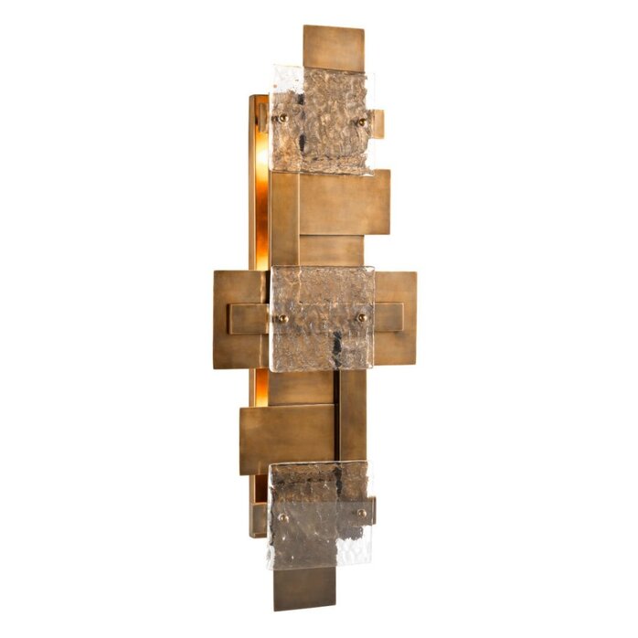 Eichholtz Langham Wandlamp – Messing & Glas – Geometrisch Design – H77 cm Eichholtz Langham Wandlamp – Messing & Glas – Geometrisch Design – H77 cm