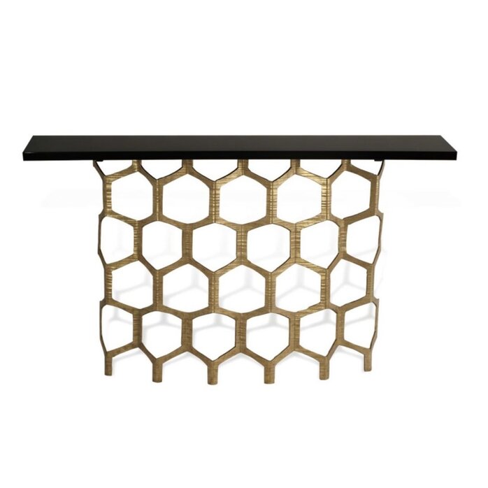 Porta Romana Honeycomb Console Table Decayed Gold