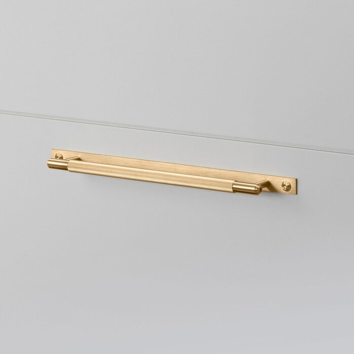 Buster and Punch Furniture Pullbar on Plate in Gold Brass with Linear Pattern