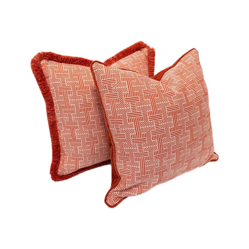 Hermès Fabrics Panama Orange single - Orange Velvet Piping - 45CMx45CM