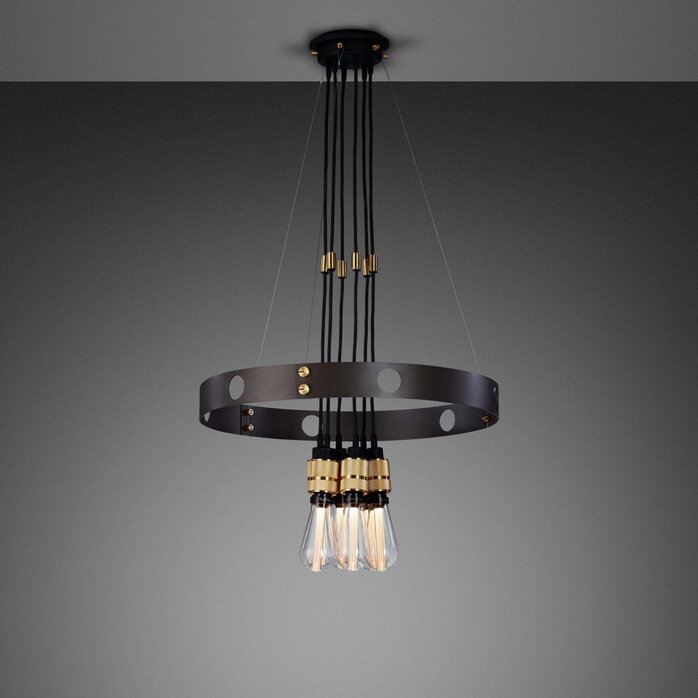 Buster and Punch Hero Light Graphite Chandelier Brass