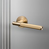 Door Handle in Gold Brass with Linear Pattern - Sprung