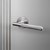 Door handle in Steel with Linear Pattern - Sprung