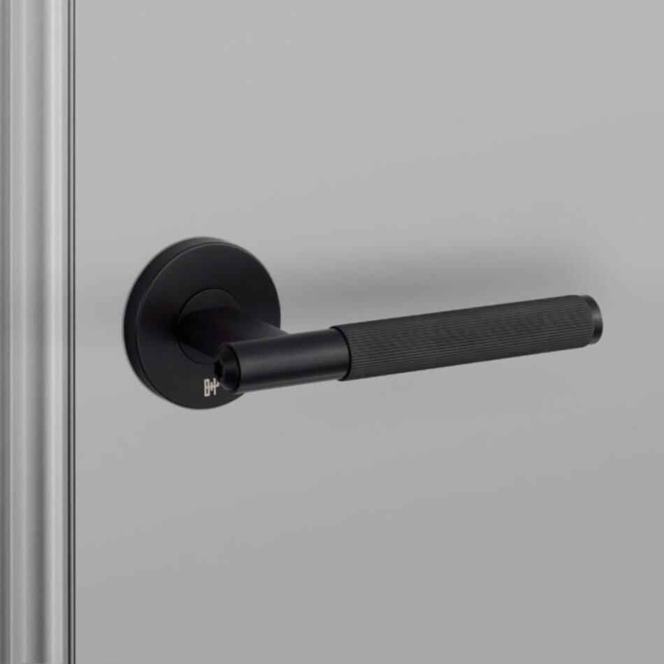 Buster and Punch Door handle in Black with Linear Pattern - Sprung Buster and Punch Door handle in Black with Linear Pattern - Sprung